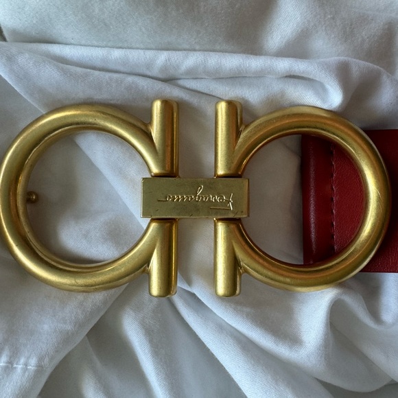 Salvatore Ferragamo Gancini Red Leather Belt main image 5